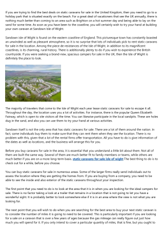 The Anatomy of a Great static caravans for sale isle of wight