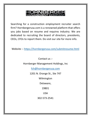 Construction Executive Resumes | Hornbergerusa.com