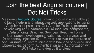 Join the best Angular course | Dot Net Tricks