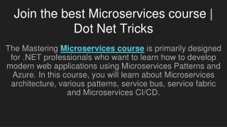 Join the best Microservices course | Dot Net Tricks