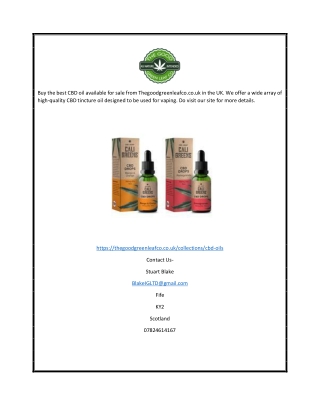 Buy CBD Oil Tincture Online In UK | Thegoodgreenleafco.co.uk