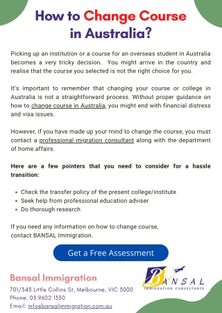 How to Change Course in Australia?