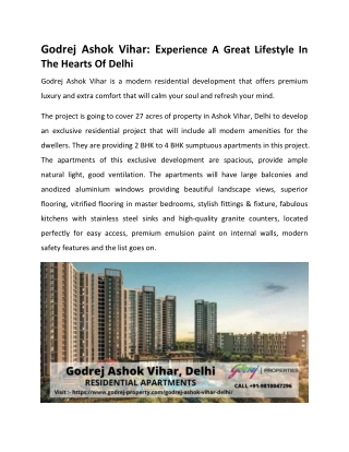 Godrej Ashok Vihar - New Residential Township In NCR