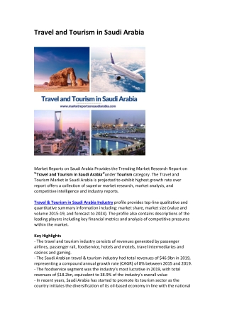 Travel and Tourism in Saudi Arabia