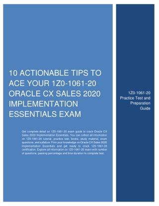 10 Actionable Tips to Ace Your 1Z0-1061-20 Oracle CX Sales 2020 Implementation Essentials Exam