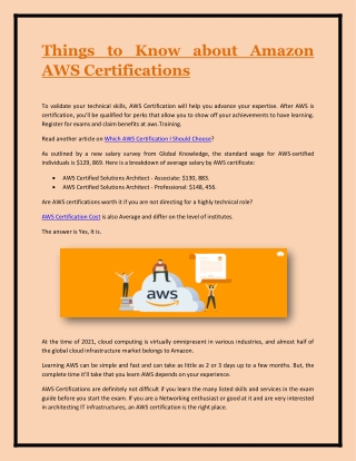 Things to Know about Amazon AWS Certifications