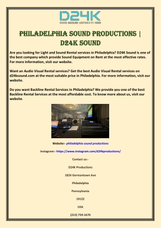 Philadelphia Sound Productions | D24K Sound