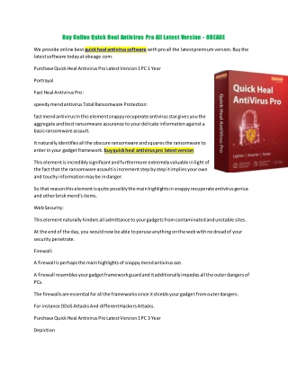 Buy Online Quick Heal Antivirus Pro All Latest Version - OBEAGE