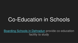 Co-Education In Schools
