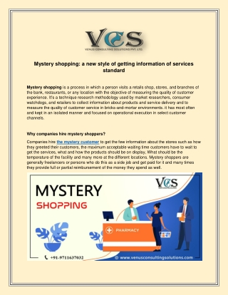 Mystery shopping a new style of getting information of services standard