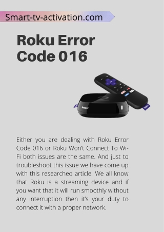 How Can Fix Roku Error Code 016