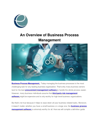 An Overview of Business Process Management