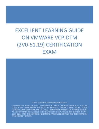 Excellent Learning Guide on VMware VCP-DTM (2V0-51.19) Certification Exam