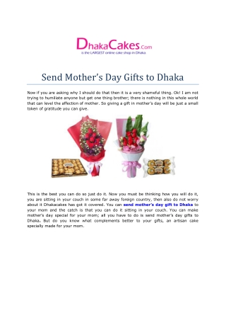 Best Ways To Send Mother’s Day Gifts to Dhaka