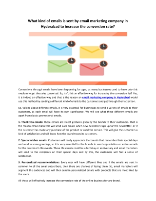 What kind of emails is sent by email marketing company in Hyderabad to increase the conversion rate?