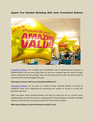 Expand Your Branded Marketing With Some Promotional Balloons