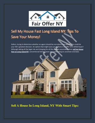 Sell My House Fast Long Island NY: Tips To Save Your Money!