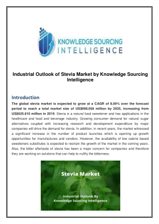 Industrial Outlook of Stevia Market