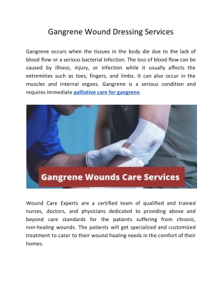 Gangrene Wound Dressing Services