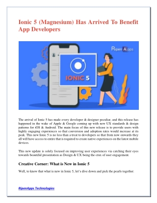 Ionic 5 (Magnesium) Has Arrived To Benefit App Developers