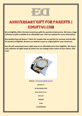 Anniversary Gift for Parents | Edgift4u.com