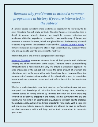 Reasons why you’d want to attend a summer programme in history if you are interested in the subject