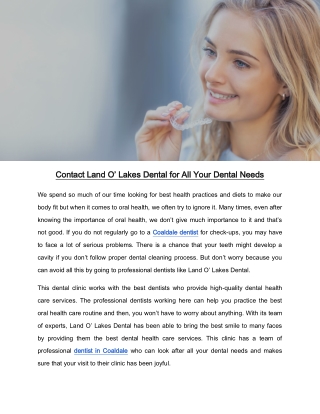 Contact Land O’ Lakes Dental for All Your Dental Needs