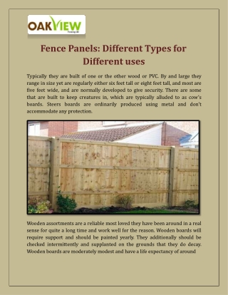 Fence Panels: Different Types for Different uses