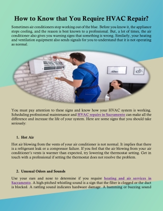 How to Know that You Require HVAC Repair?