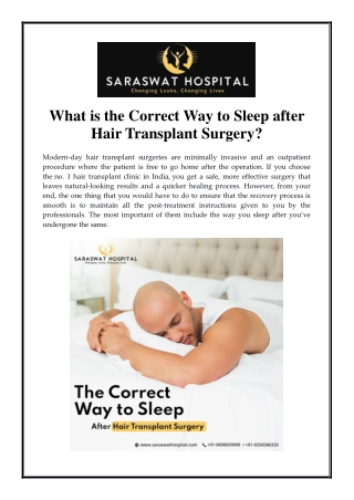 What is the Correct Way to Sleep after Hair Transplant Surgery?