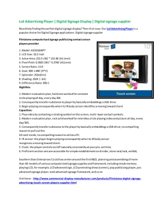 Lcd Advertising Player | Digital Signage Display | Digital signage supplier