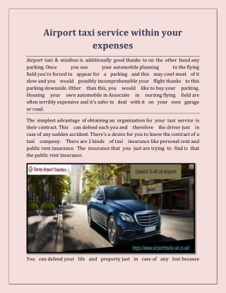 Airport taxi service within your expenses