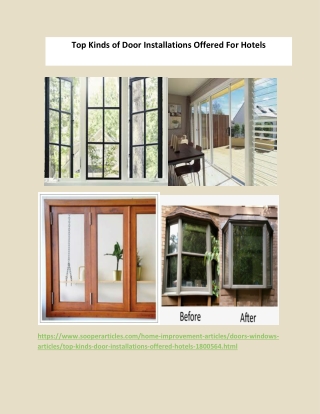 Top Kinds of Door Installations Offered For Hotels
