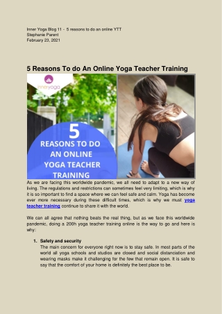 5 Reasons To do An Online Yoga Teacher Training