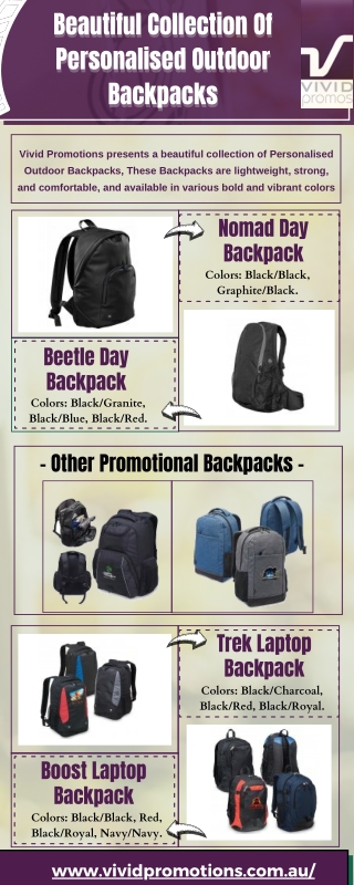 Infographic of Custom Printed Back Packs | Vivid Promotions AU
