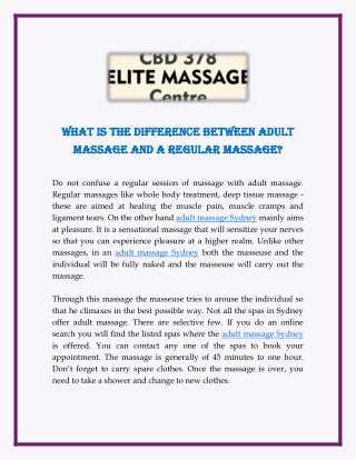 What Is The Difference Between Adult Massage And A Regular Massage?