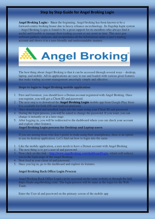 Step by Step Guide for Angel Broking Login