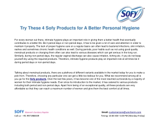Try These 4 Sofy Products for A Better Personal Hygiene
