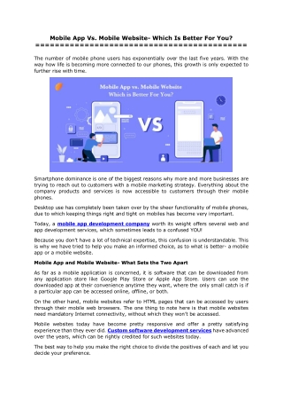 Mobile App Vs. Mobile Website- Which Is Better For You?