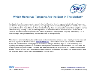 Which Menstrual Tampons Are the Best in The Market