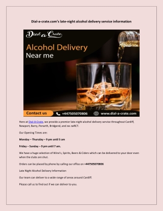 Dial-a-crate.com’s late-night alcohol delivery service information