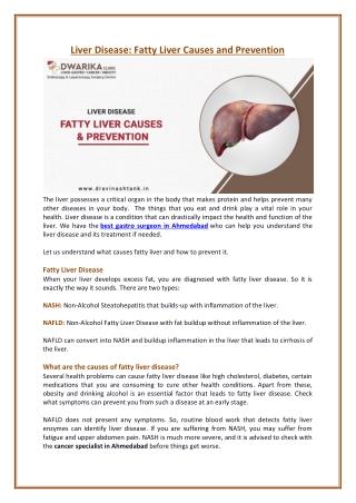 Prevention Tips For Fatty Liver Disease