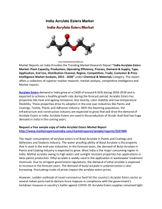 India Acrylate Esters Market