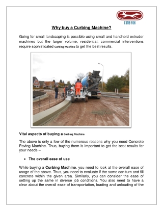 Why buy a Curbing Machine?