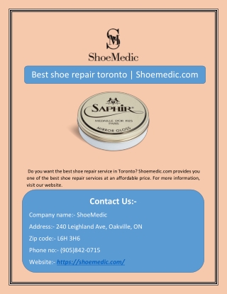 Best shoe repair toronto | Shoemedic.com