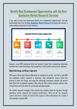 Identify New Development Opportunities with the Best Qualitative Market Research Services