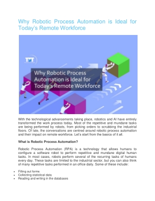 Why Robotic Process Automation is Ideal for Today’s Remote Workforce