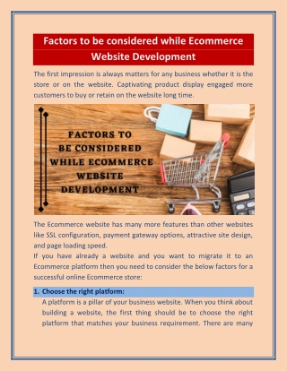 Factors to be Considered while Ecommerce Website Development
