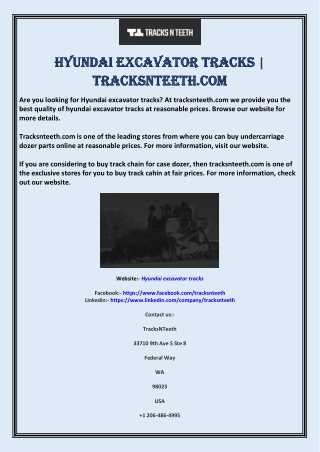 Hyundai excavator tracks | Tracksnteeth.com