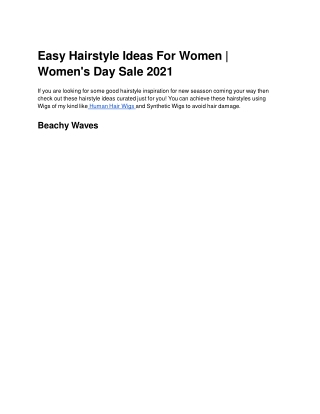 Easy Hairstyle Ideas For Women | Women's Day Sale 2021